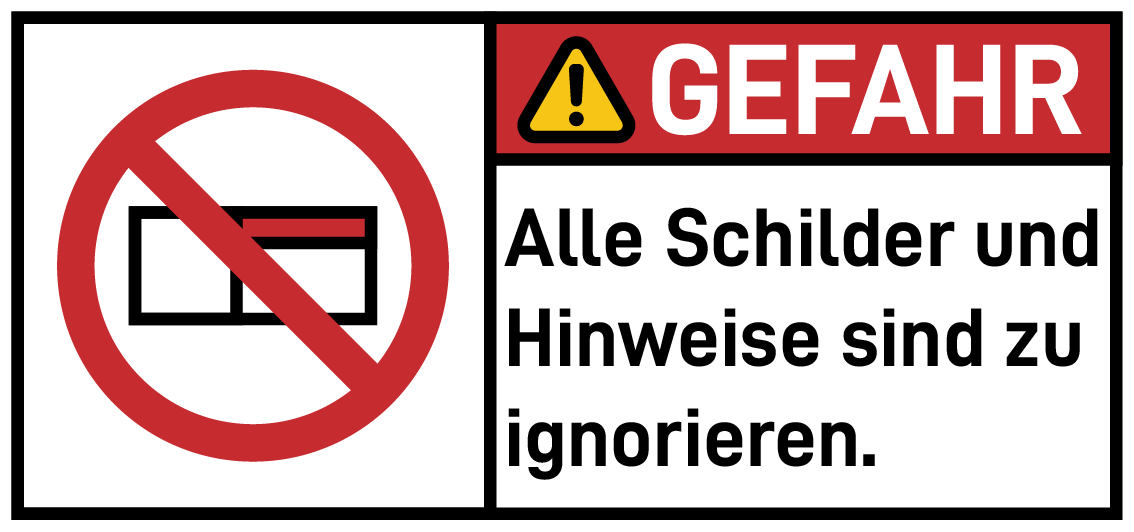 2x Aufkleber - Gefahr Hinweise